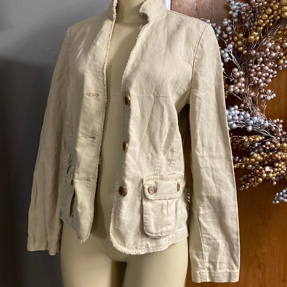 Old Navy LINEN jacket coat 🧥 new Small Tan